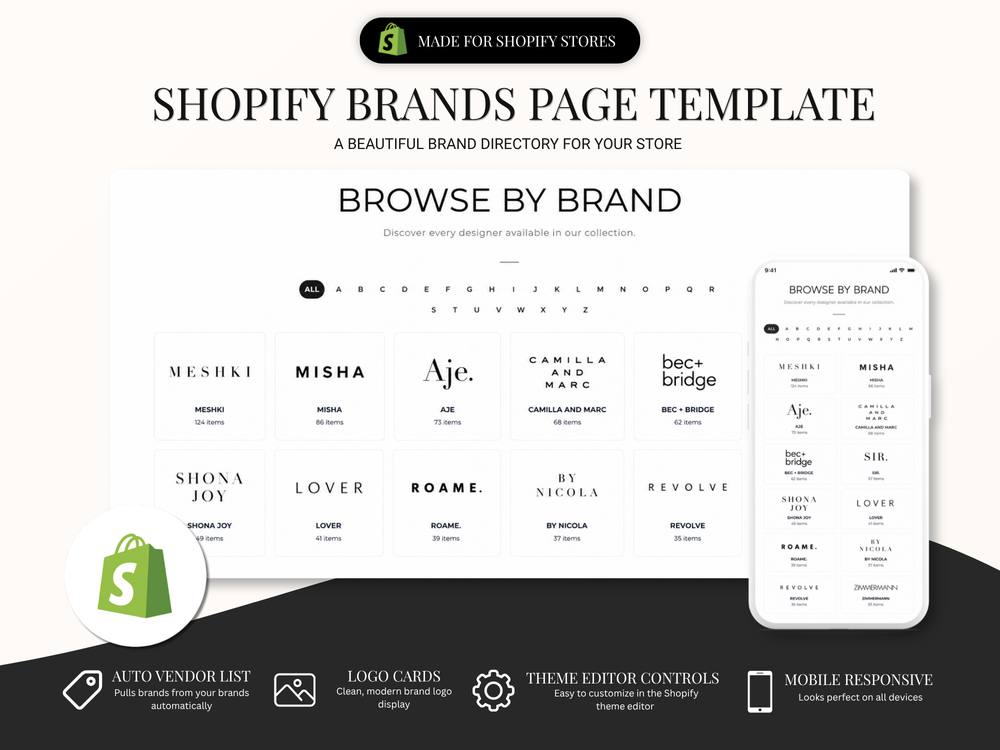 Shopify Template Brands Page
